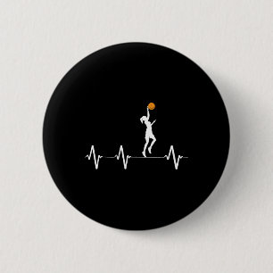 Basketbal hartslag voor vrouwen en meisjes ronde button 5,7 cm