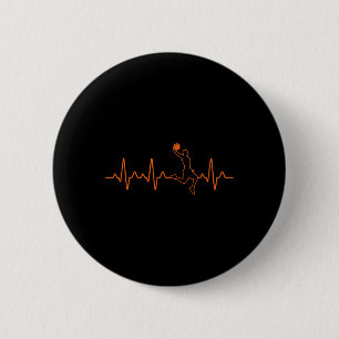 Basketbal Heartbeat Player Ball Coach Gift voor mi Ronde Button 5,7 Cm