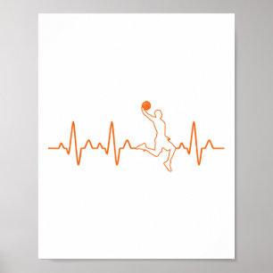 Basketbal Heartbeat Speler Ball Coach Gift Voor M Poster