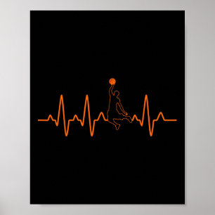 Basketbal Heartbeat Speler Ball Gift Voor Mannen e Poster
