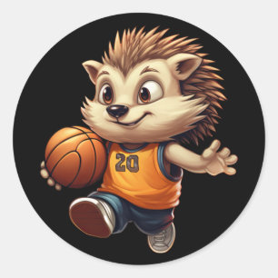 Basketbal Hedgehog 1 Ronde Sticker