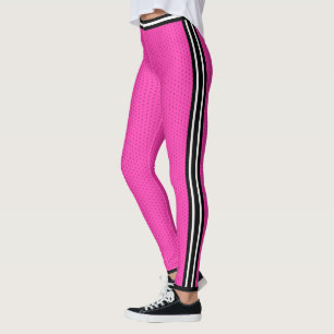 Basketbal Heet Roze Wit Gestreepte Varsity Sport Leggings