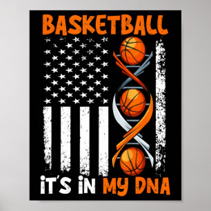 Basketbal Het zit in mijn DNA Fun Player Coach Tea Poster