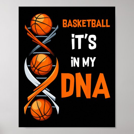 Basketbal Het zit in mijn DNA Fun Player Coach Tea Poster (Voorkant)
