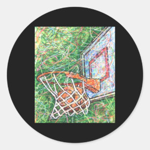 Basketbal Hoop en Net Ronde Sticker