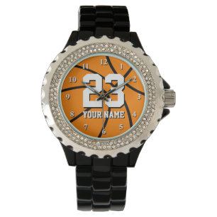 Basketbal horloge met aangepast nummer en naam