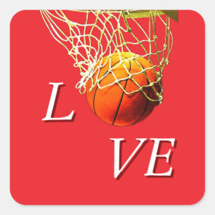 Basketbal hou ik van vierkante sticker