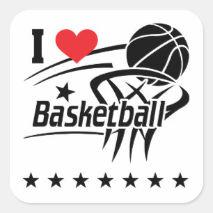 Basketbal, houd ik van Basketbal Vierkante Sticker
