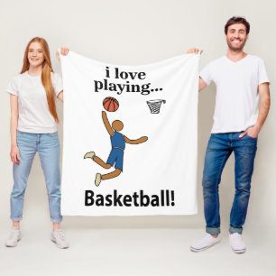 Basketbal Ik hou van basketbal spelen Fleece Deken