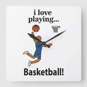 Basketbal Ik hou van basketbal spelen Vierkante Klok