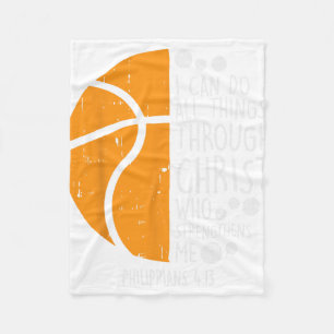 Basketbal Ik kan dingen doen Bijbelvers God Jezus Fleece Deken