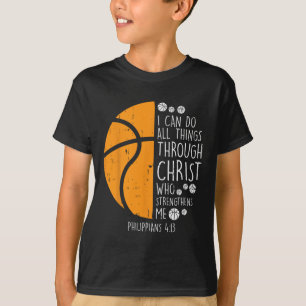 Basketbal Ik kan dingen doen Bijbelvers God Jezus T-shirt