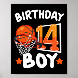 Basketbal IM 14 jaar oud 14e verjaardag jongen dec Poster