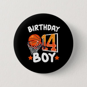 Basketbal IM 14 jaar oud 14e verjaardag jongen dec Ronde Button 5,7 Cm
