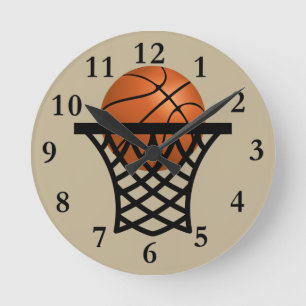 basketbal in een hoepelklok ronde klok