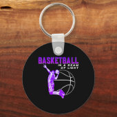 Basketbal in een lichtstraal sleutelhanger (Voorkant)