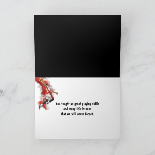 Basketbal in net voor coach dank u kaart (Binnen)