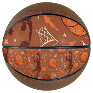 Basketbal in ware grootte met speelactiepatroon