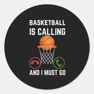 Basketbal is bellen en ik moet gaan1 ronde sticker
