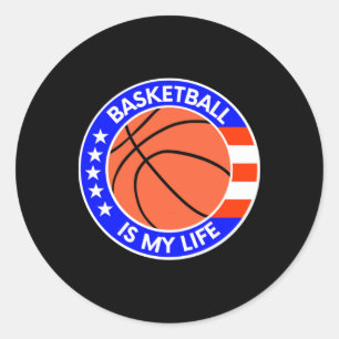 Basketbal is mijn leven is de Amerikaanse vlag Ronde Sticker