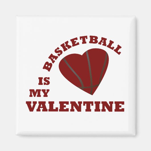 Basketbal is mijn valentijn met rood hart magneet (Voorkant)