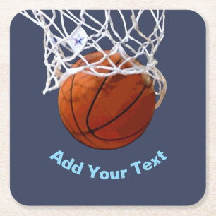Basketbal Je Naam Tekst Bericht Slogan Aangepast Vierkante Kartonnen Onderzetter