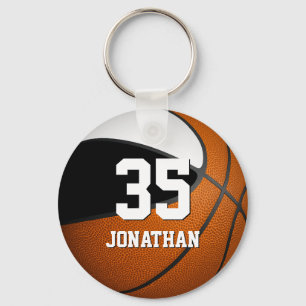 basketbal jongens zwart - witte teamkleuren sleutelhanger