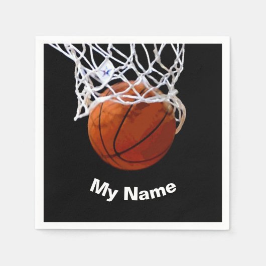Basketbal Jouw Naam Aangepast Servet (Voorkant)