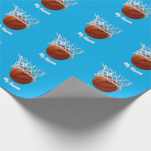 Basketbal Jouw Naam Custom Cadeaupapier (Hoek)