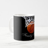 Basketbal Jouw naam Kalligrafie Script Koffiemok (Voorkant links)