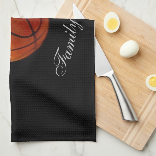 Basketbal Jouw naam Kalligrafie Script Theedoek (Quarter Fold)