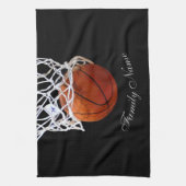 Basketbal Jouw naam Kalligrafie Script Theedoek (Verticaal)