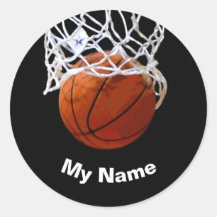 Basketbal Jouw Naam Maatwerk Ronde Sticker