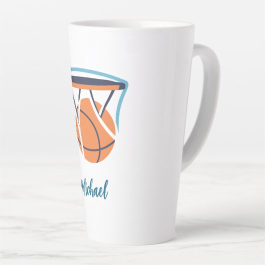 Basketbal Jouw naam Persoonlijk Latte Mok (Rechterhoek)