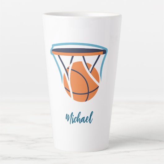 Basketbal Jouw naam Persoonlijk Latte Mok (Voorkant)