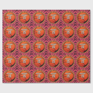 Basketbal Jouw naam Pop Art Cadeaupapier