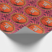 Basketbal Jouw naam Pop Art Cadeaupapier (Hoek)