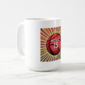 Basketbal Jouw naam Pop Art Koffiemok (Voorkant links)