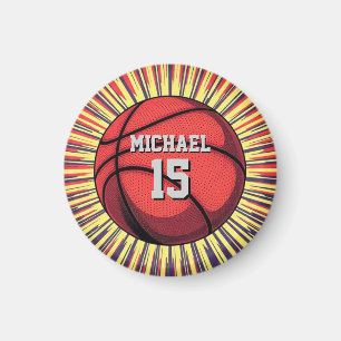 Basketbal Jouw naam Pop Art Magneet