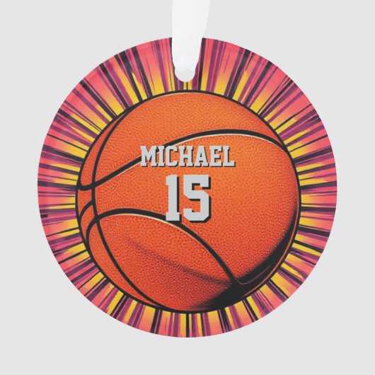 Basketbal Jouw naam Pop Art Ornament (voorkant)