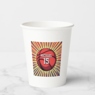 Basketbal Jouw naam Pop Art Papieren Bekers