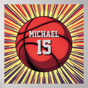 Basketbal Jouw Naam Pop Art Poster