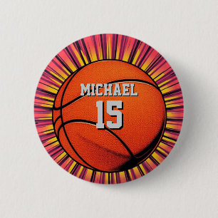 Basketbal Jouw naam Pop Art Ronde Button 5,7 Cm