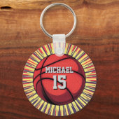 Basketbal Jouw naam Pop Art Sleutelhanger (Voorkant)