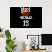 Basketbal Jouw Naam Poster (Thuiskantoor)