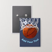 Basketbal Jouw Naam Tekst Bericht Slogan Aangepast Button (Voorkant / Achterkant)