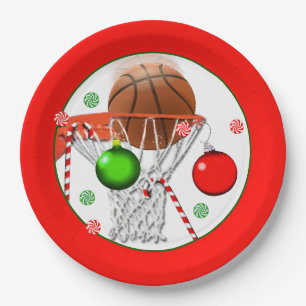 Basketbal Kerst Feestje Papieren Bordje
