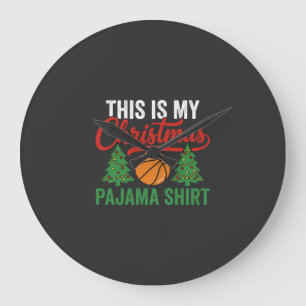 Basketbal Kerst Pyjama Shirt Grote Klok