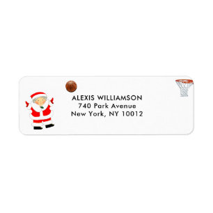 Basketbal kerst retouradreslabels etiket