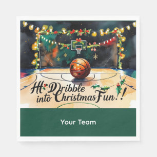 Basketbal Kerst thema met Naam Servet